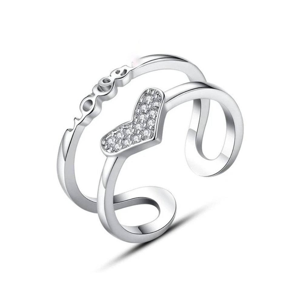 ❤️ NEW 💎 925 Sterling Silver Ring Adjustable Heart Gift